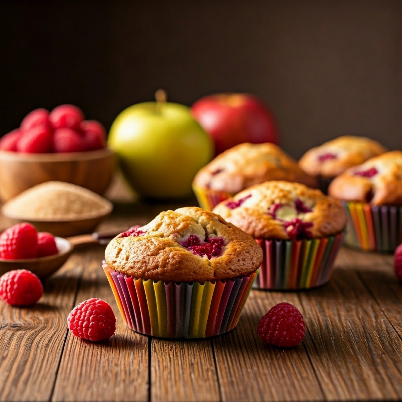 Apple Raspberry Muffins